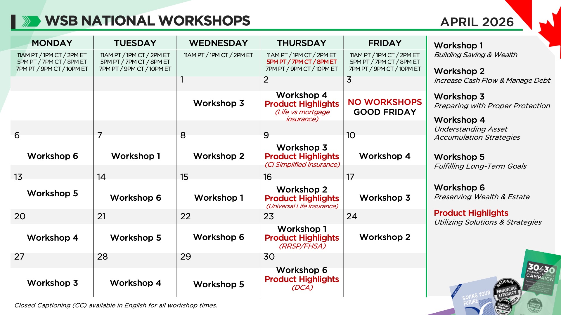 National workshops banner