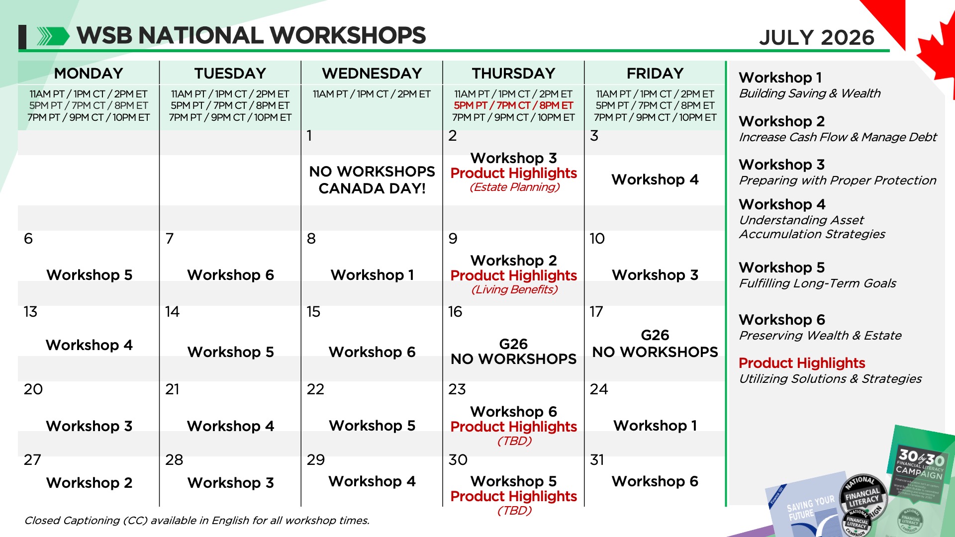 National workshops banner